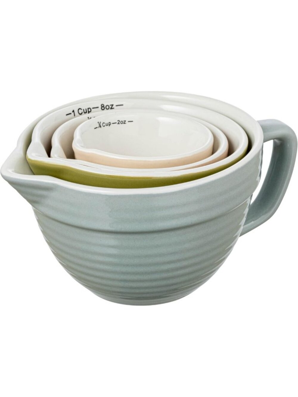 Multicolor Stoneware Measuring Cups & Batter Bowl Set - 4 Sizes for Baking